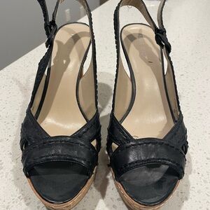 Nine West Black Women's Slingback Wedge Sandals